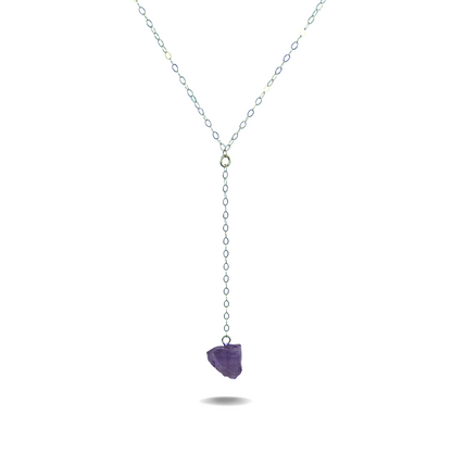 Silver Raw Amethyst Necklace