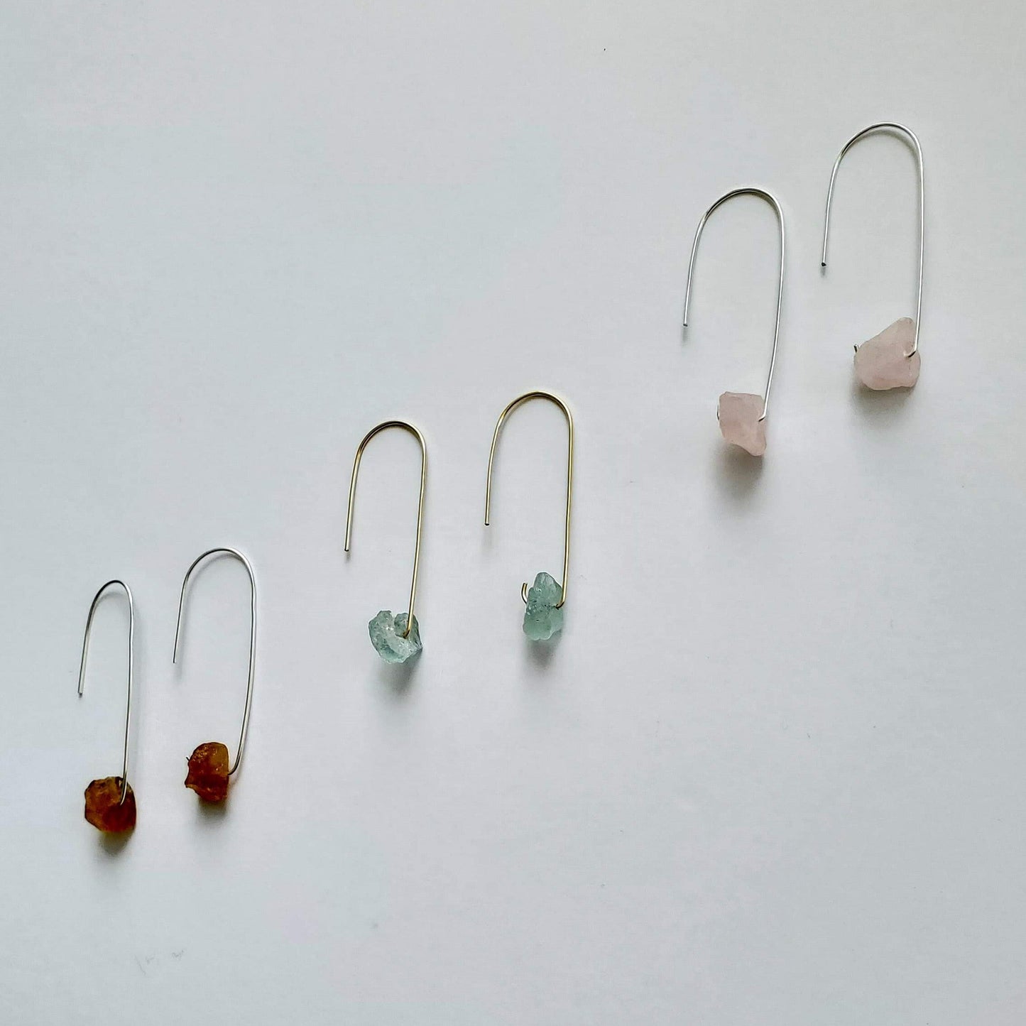 Lenore | Sterling Silver Rose Quartz Drop Earrings
