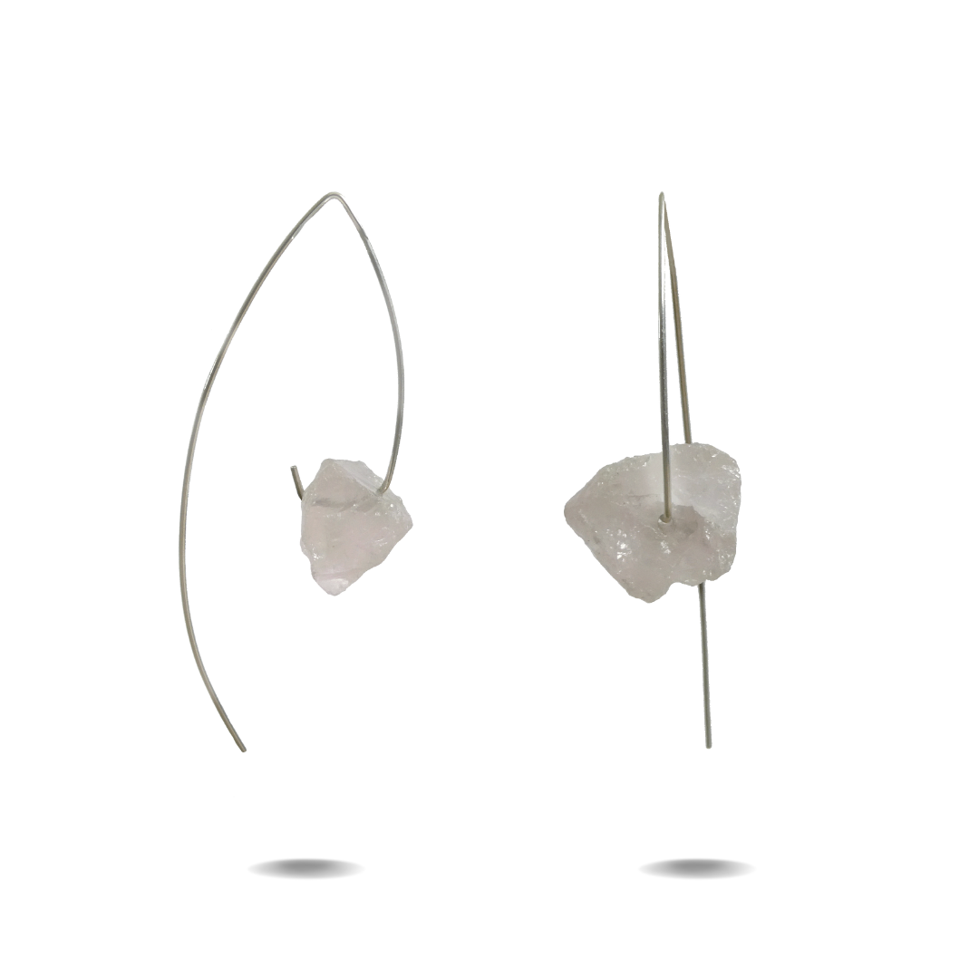 Sterling Silver Rose Quartz Hook Earrings