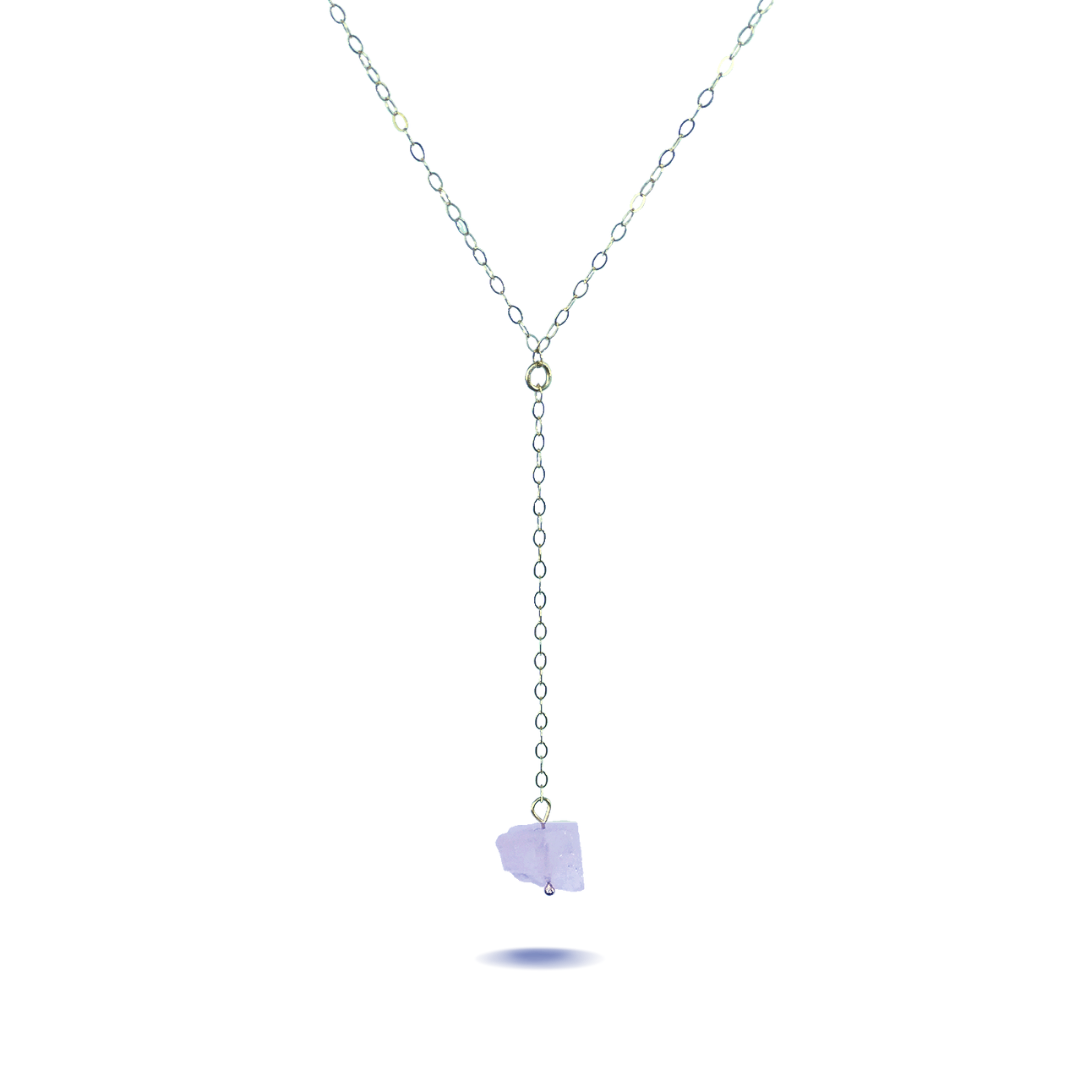 Sterling Silver Raw Rose Quartz Necklace