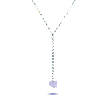 Sterling Silver Raw Rose Quartz Necklace