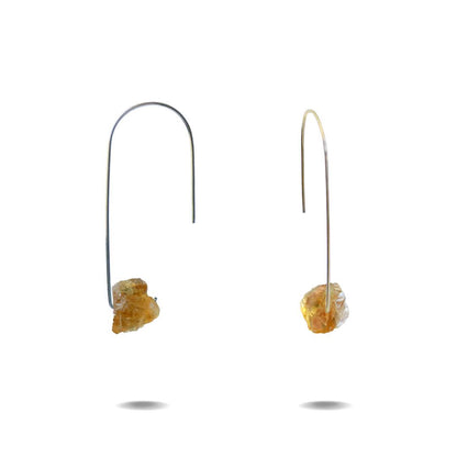 Silver Citrine Drop Earrings